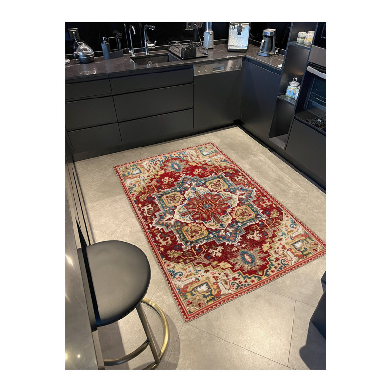 Tapis tissé à motif floral lavable, Tapis de couloir 2 pi 6 po x 6 pi 7 po inclus