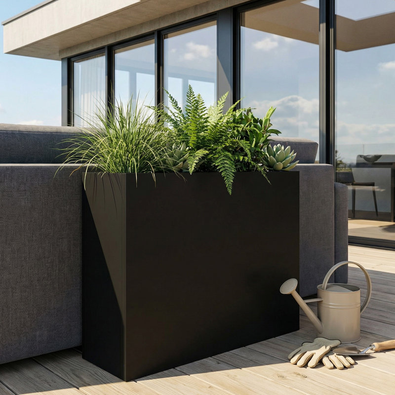 Jardinières rectangulaires en métal pour plantes d'extérieur, H 30 po x l 36 po x P 10 po