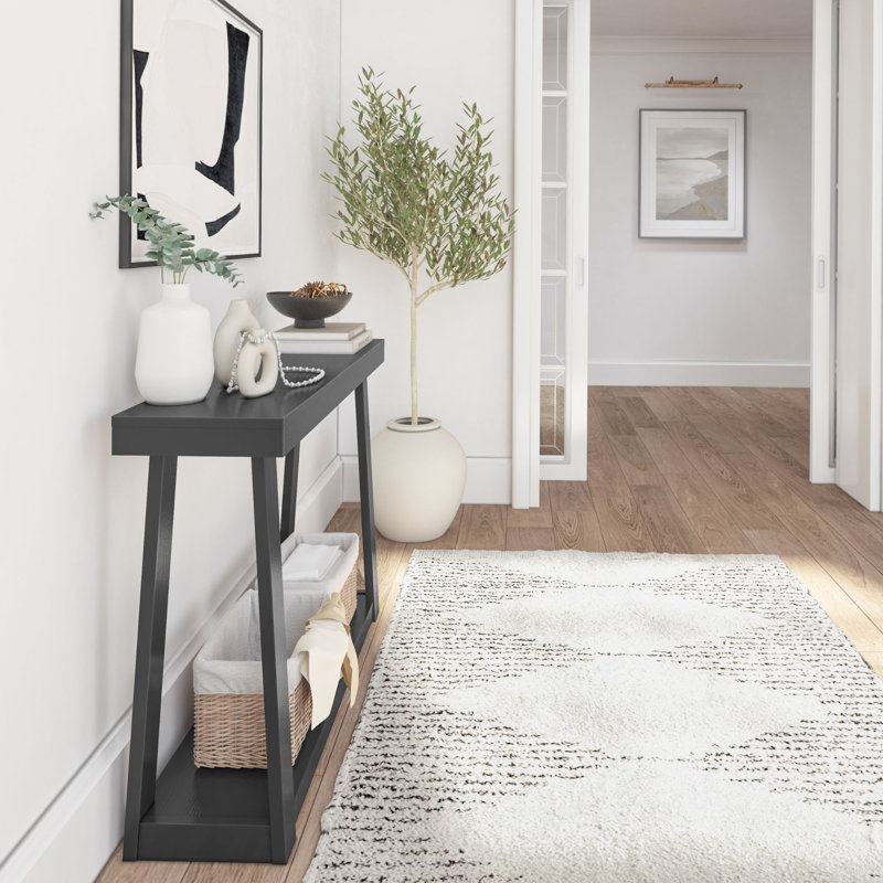 Beckett Solid Wood Console Table, Black, 32" H x 46.25" W x 12" D