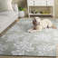Tapis floral en laine touffeté à la main et en viscose-515277781