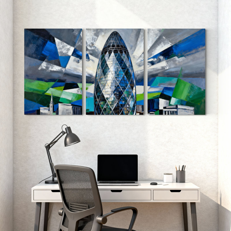 Cités et pays, ensemble de 3 reproductions d'art sur toile, H 18 po x l 36 po