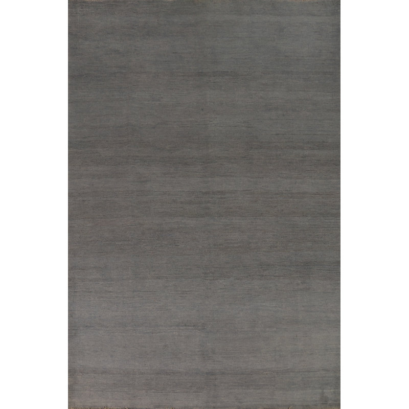 Solid Gray Gabbeh Oriental Area Rug 7x10