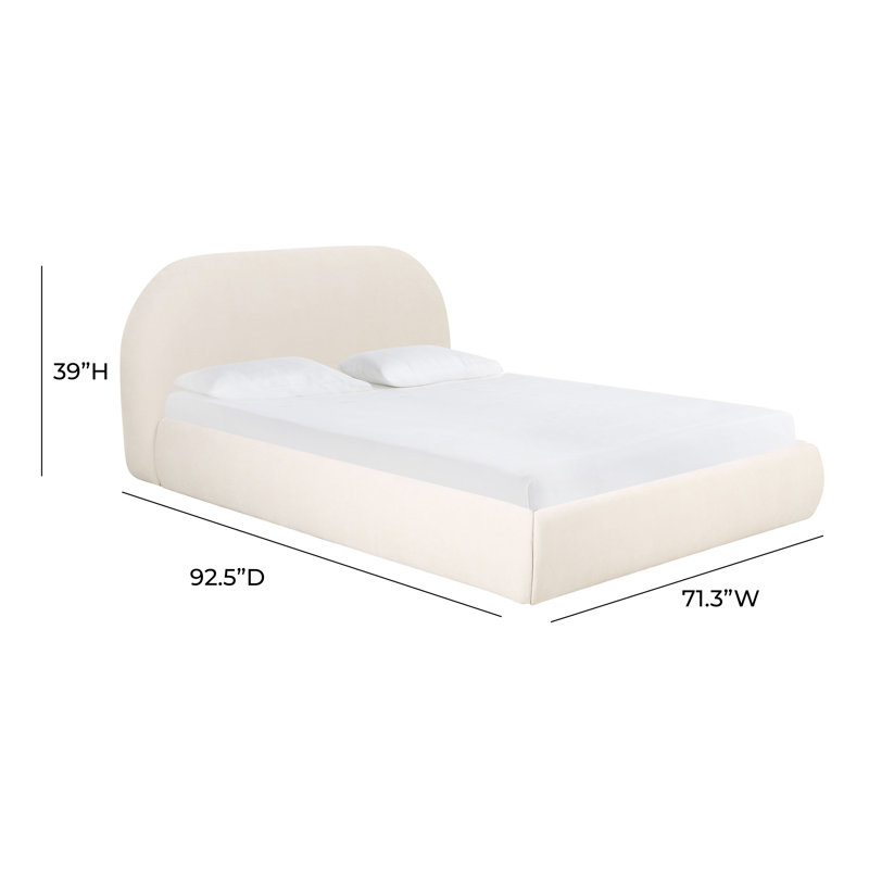 Bara Cream Textured Velvet UK Bed, Kingsize (5')