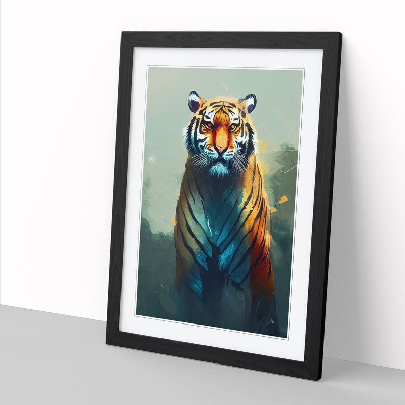 FRM-V0523-2511X Tiger Painted Vol.1 - Single Picture Frame Print, 64cm H x 46cm W x 2cm D, Black