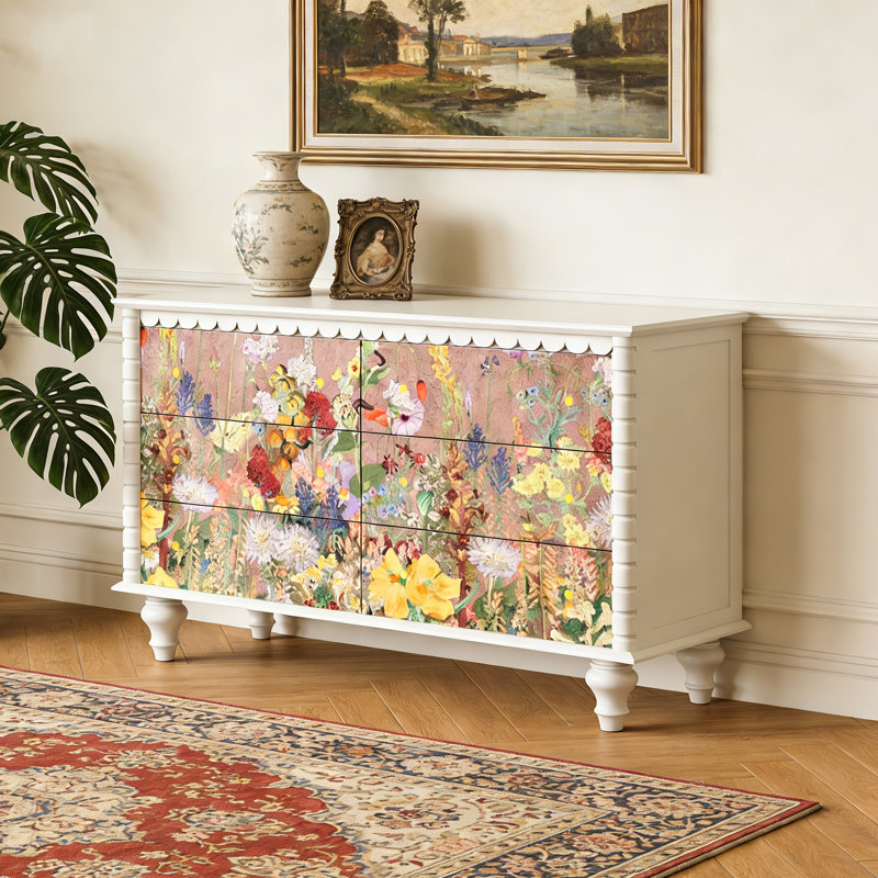 Commode d'entrée Mid-Century en bois massif, Blanc