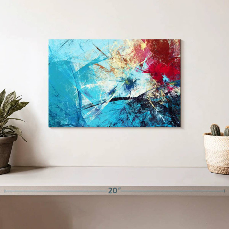 Avery Red And Blue Abstract, 8" H x 12" W