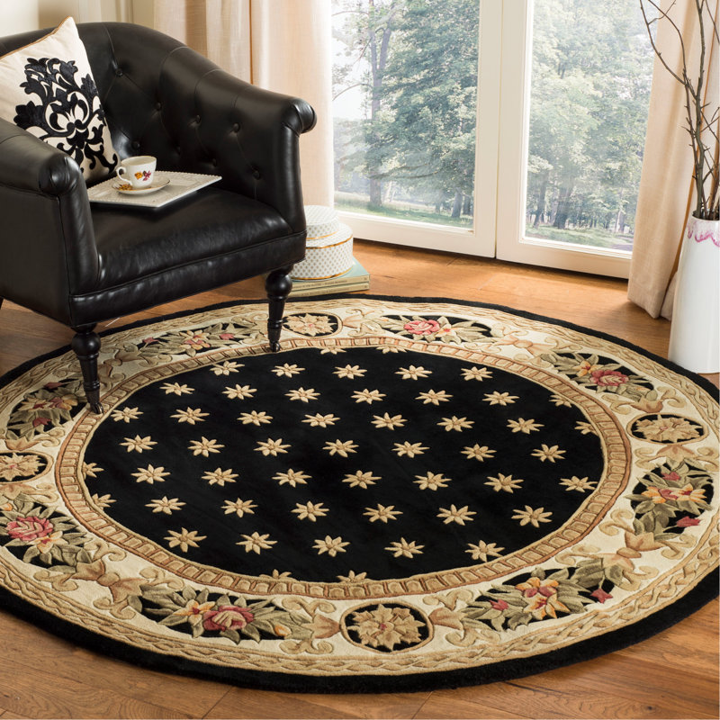 Lenora Hand Tufted Wool Pile Floral Rug, Round 6'