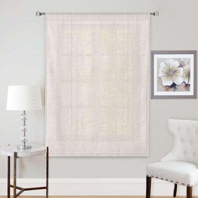 Tie Up Linen Curtains 63 Inch Length Nature Linen Textured Privacy Curtain Multi Hanging Ways Shade Balloon Window Shade Rod Pocket Casual Curtain - 42x63