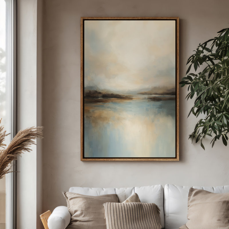 Art mural encadré, impressions murales abstraites rétro pour chambre à coucher - 24 po x 36 po, Naturel