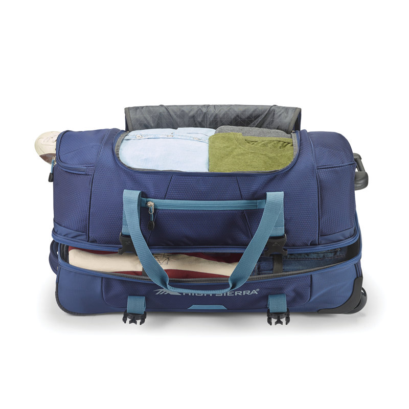 High Sierra Fairlead 34" Drop Bottom Wheeled Duffel Bag W/ Handle, Graphite Blue