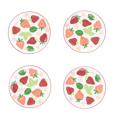 10 assiettes à hors-d'œuvre Strawberry Street, fraises