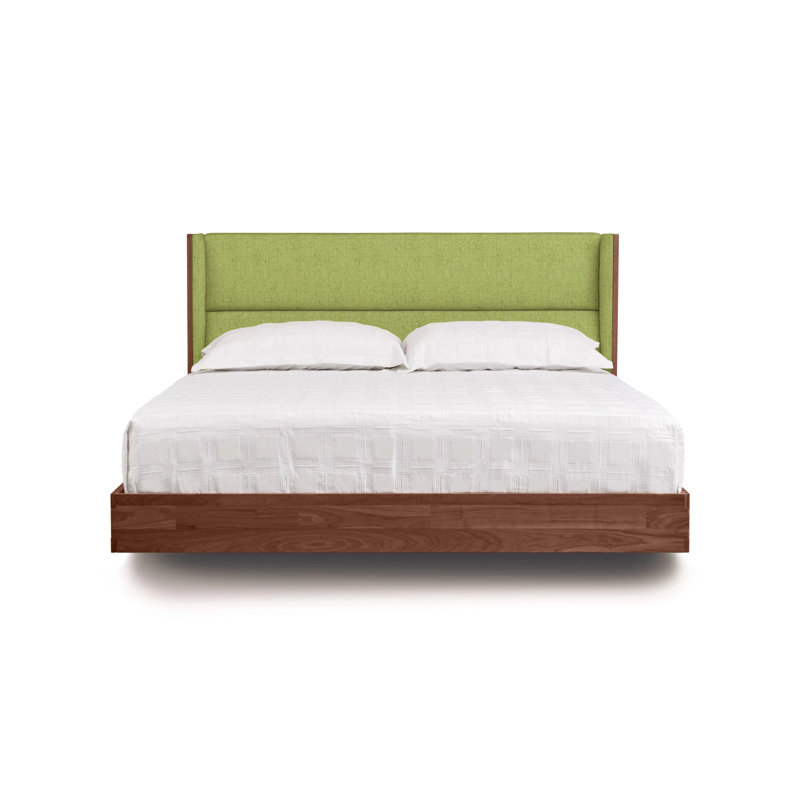 Lit plateforme tapissier Sloane, Grand, Printemps, Noyer naturel