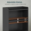 Table de chevet haute de 51,8 po avec station de charge et lumières DEL Manech pour chambre à coucher, noir, Manech-71238997