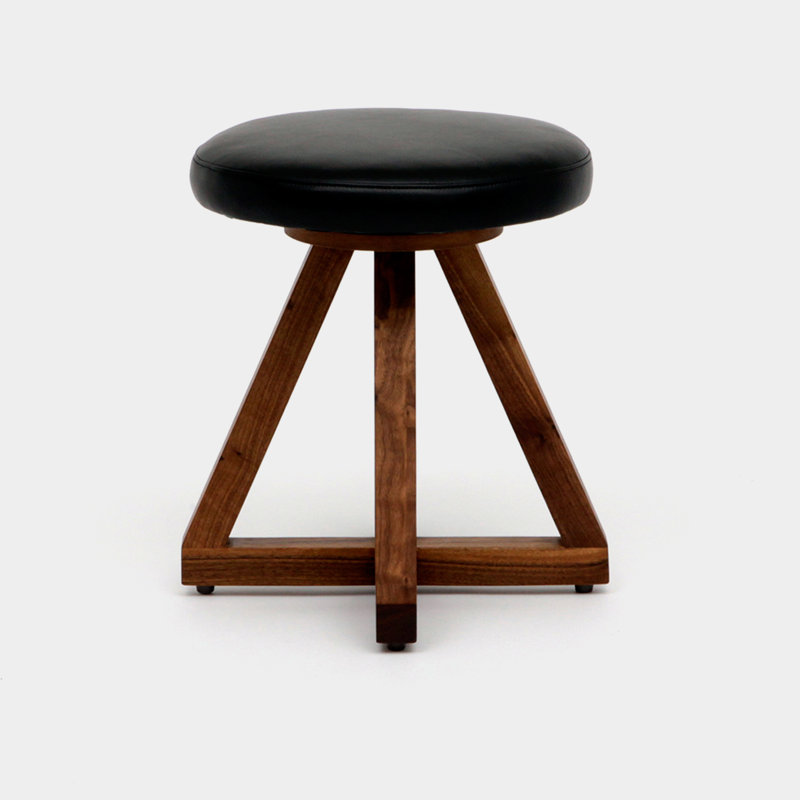 X Solid Wood Accent Stool, Black/Night, Oil-rubbed Walnut