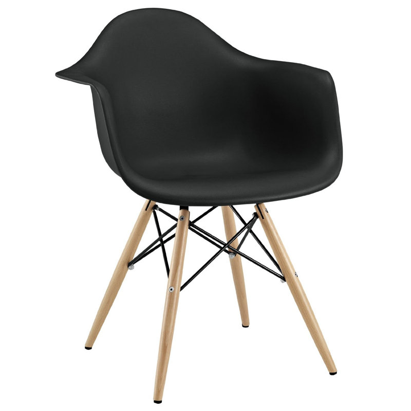 Chaise avec accoudoirs Chris, Noir
