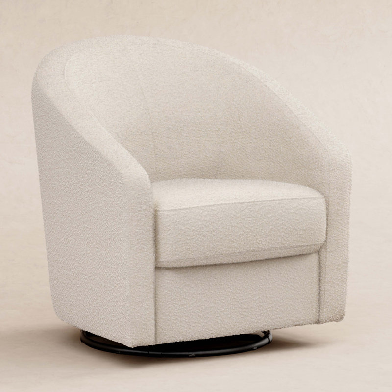 Madison Swivel Glider, Navy Blue Microsuede Fabric, Black
