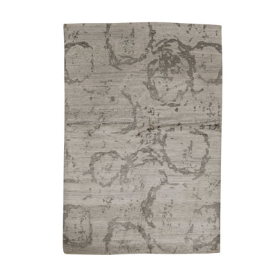 Hand-Knotted High-Quality Silver and Beige Area Rug