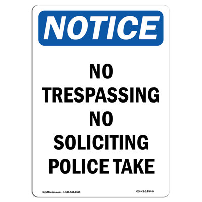 Signe de police «No Trespassing No Soliciting»