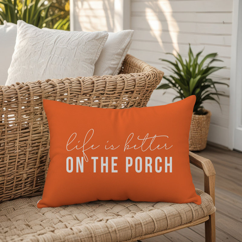 Outdoor Reversible Throw Pillow, Orange
