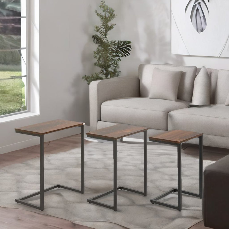 Aneysha 3 PC C-Shaped Nesting Tables Living Room Furniture