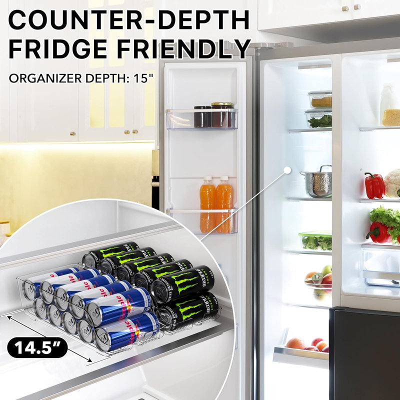 Grand organisateur de boîtes et distributeur pour réfrigérateur ou garde-manger, transparent, ensemble de 2