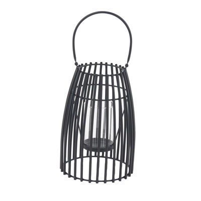 Enya Solid Iron and Glass Candle Lantern with Handle