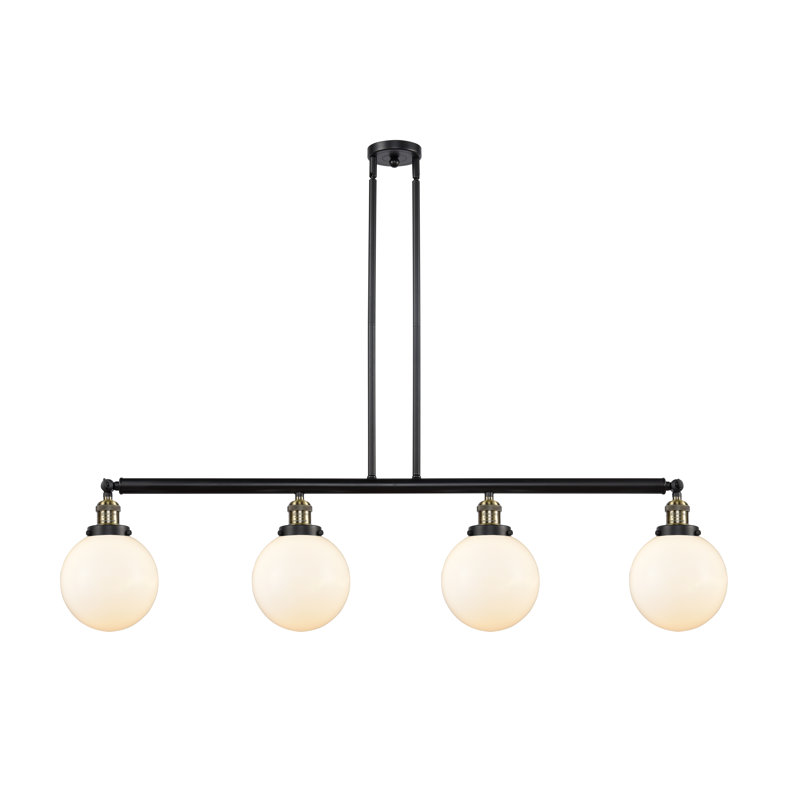 Luminaire suspendu pour îlot de cuisine 4 lumières Clementina, Transparent, Ampoule non incluse, Nickel poli