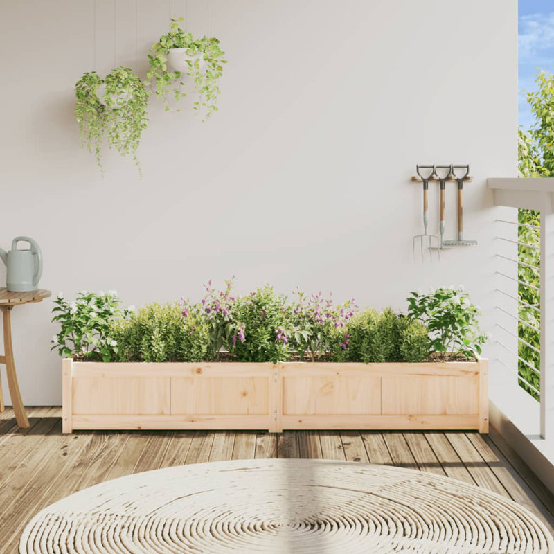 Bringier Garden Planter, Natural Pine, 31cm H x 180cm W x 31cm D, 1