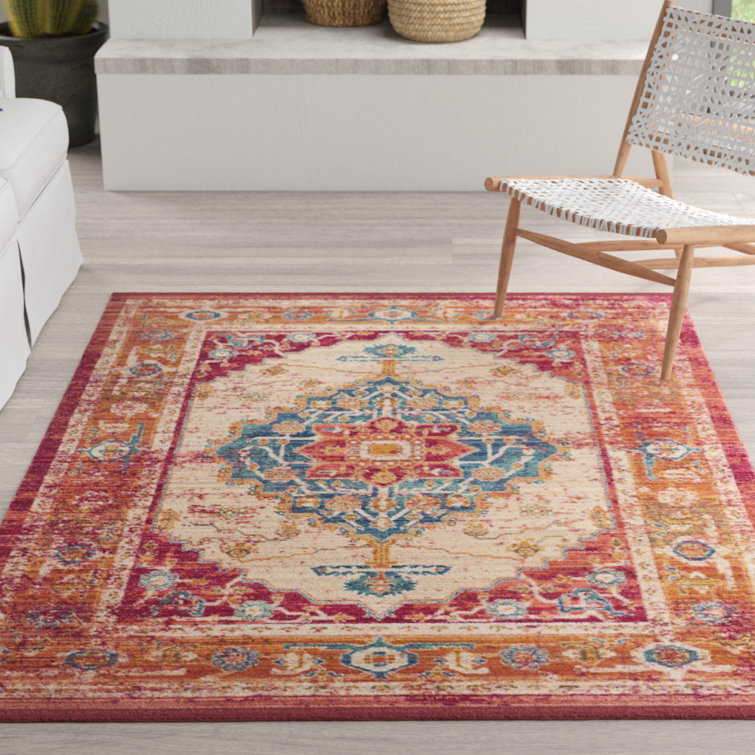 Drusilla Oriental Red/Blue/Beige Area Rug