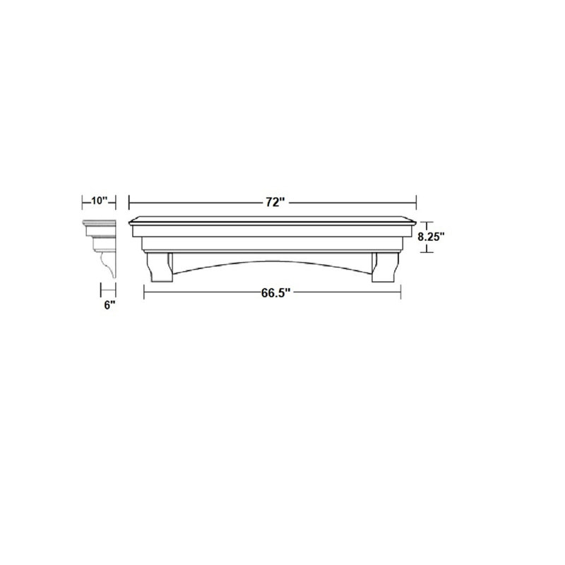 Rustic Floating Wood Fireplace Mantel Shelf with Arched Corbels - Pine Wood, 48" Length, White