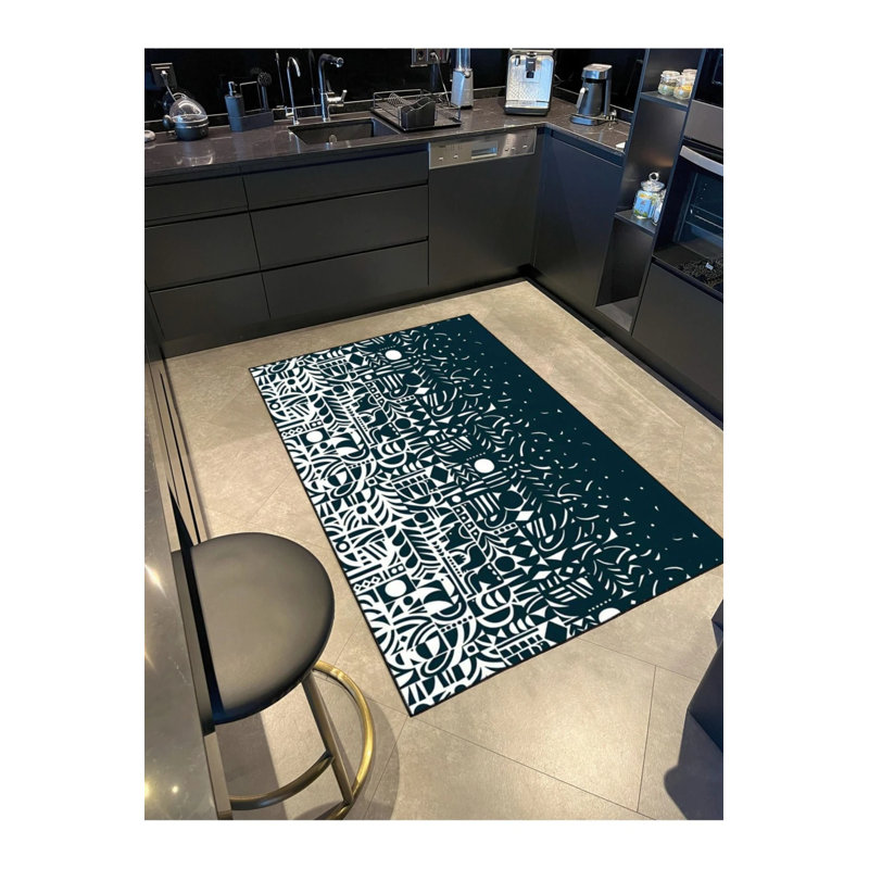 Tapis décoratif et lavable à thème géométrique, Tapis de couloir 3 pi 4 po x 9 pi 11 po