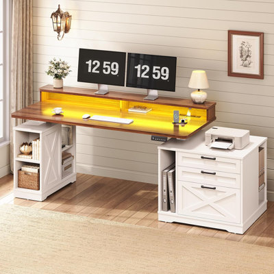 Bureau debout électrique Farmhouse, bureau d'ordinateur réglable de 55 po de largeur