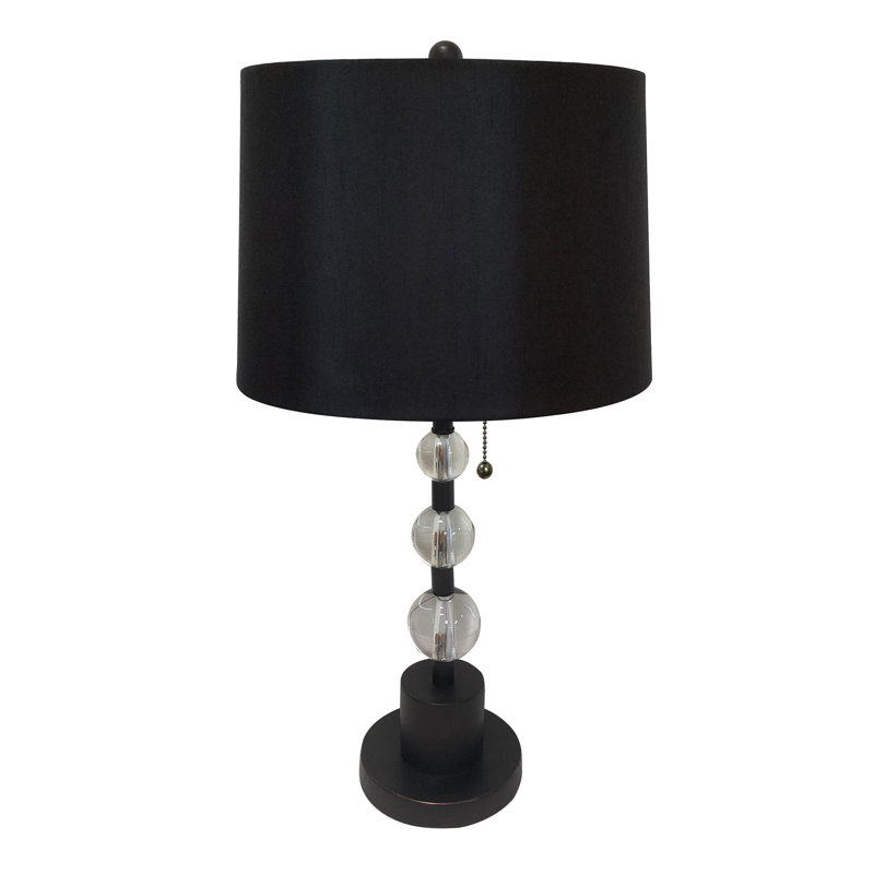 Lampe de table boule de cristal Risa, Rouge, Bronze huilé, H 26 po x l 26 po x P 26 po