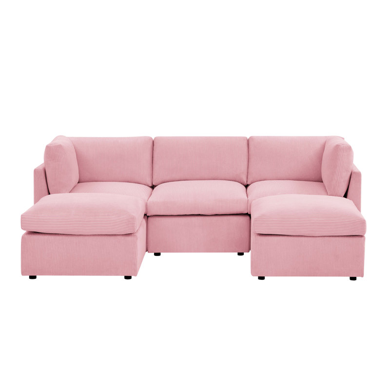 Foxbridge Sectional, Pink Corduroy