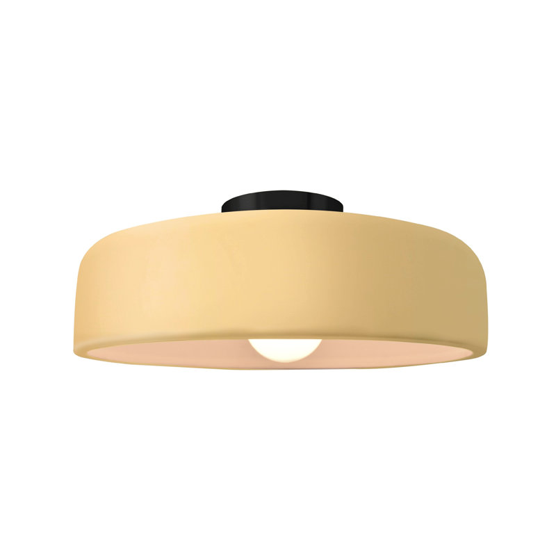 Plafonnier semi-encastré Radiance, Jaune atténué, Noir mat, H 6 po x l 13 po x P 13 po