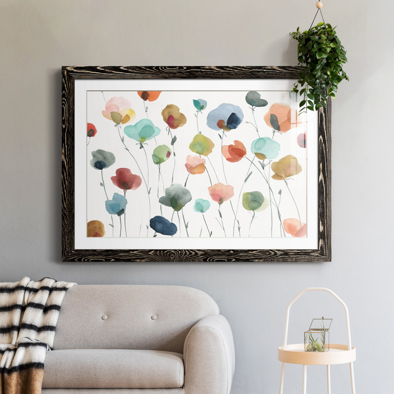 Lollipop Field - Peinture encadrée, Cadre noir, H 31 po x l 44 po x P 1 po