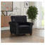 Chaise d'appoint moderne en similicuir noir avec pieds en bois massif, siège de salon simple-2004135317