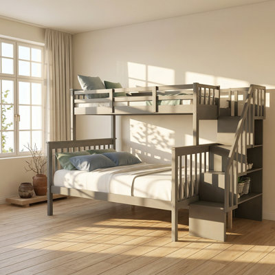 Lit superposé simple avec accoudoirs en pin massif 58 po x l 94,3 po x H 62,3 po Adeline