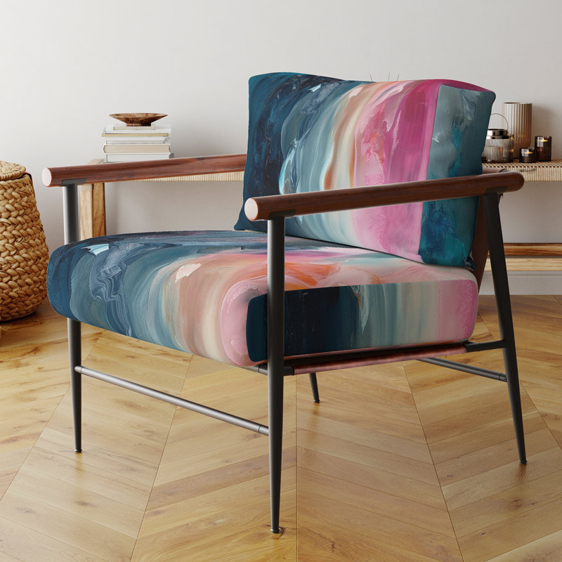 Fauteuil d'appoint bleu et rose Spatula Abstract, Noir