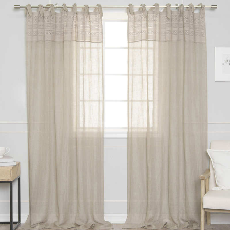 Linen Sheer Single Curtain Panel, Natural