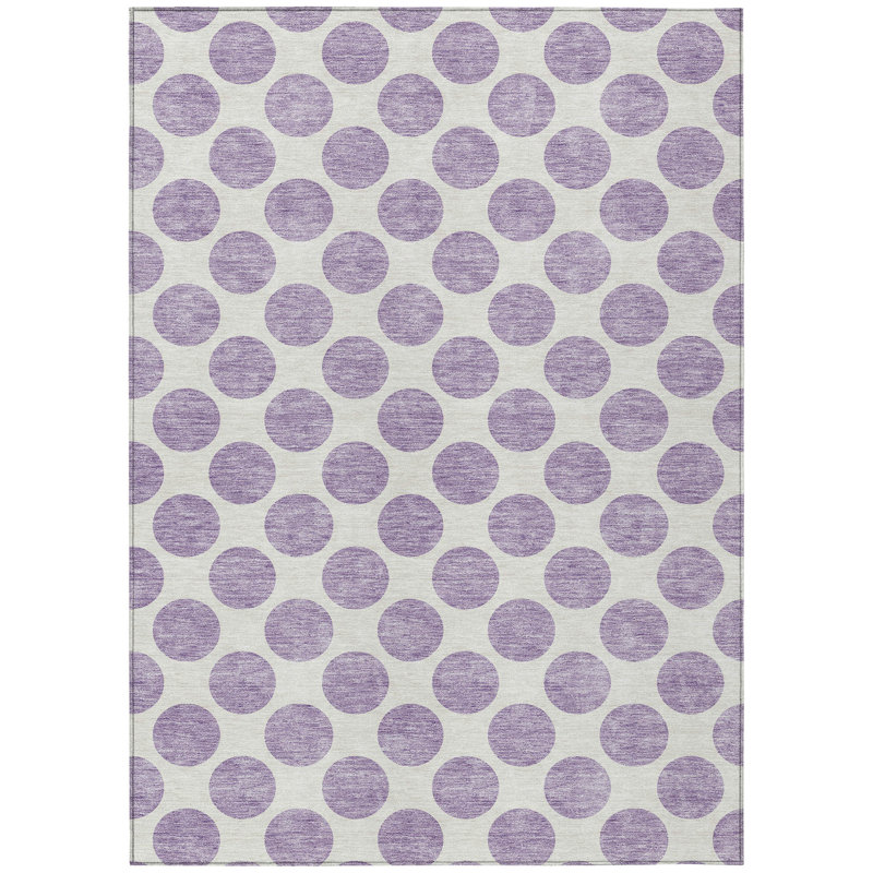 Tapis intérieur lavable à pois 5 pi x 8 pi lavande