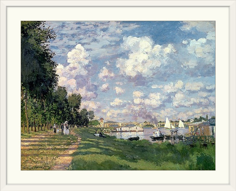 «La marina à Argenteuil, 1872» par Claude Monet - reproduction, H 20 po x l 24 po x P 1 po, Cadre blanc