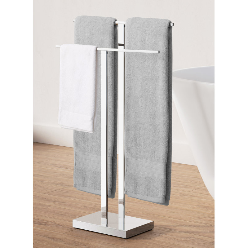 Porte-serviettes sur pied avec base lestée en acier inoxydable 18/8 KES KES, Nickel poli