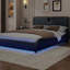 Très grand lit plateforme tapissier en similicuir très grand avec tête de lit épaisse, haut-parleurs Bluetooth et lumière DEL RVB, aucun sommier nécessaire, noir-1347514566-1347514562