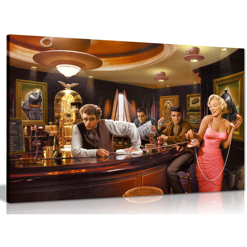 Marilyn Monroe Elvis Presley James Dean In Bar Pop - Wrapped Canvas Print, 31cm H x 46cm W
