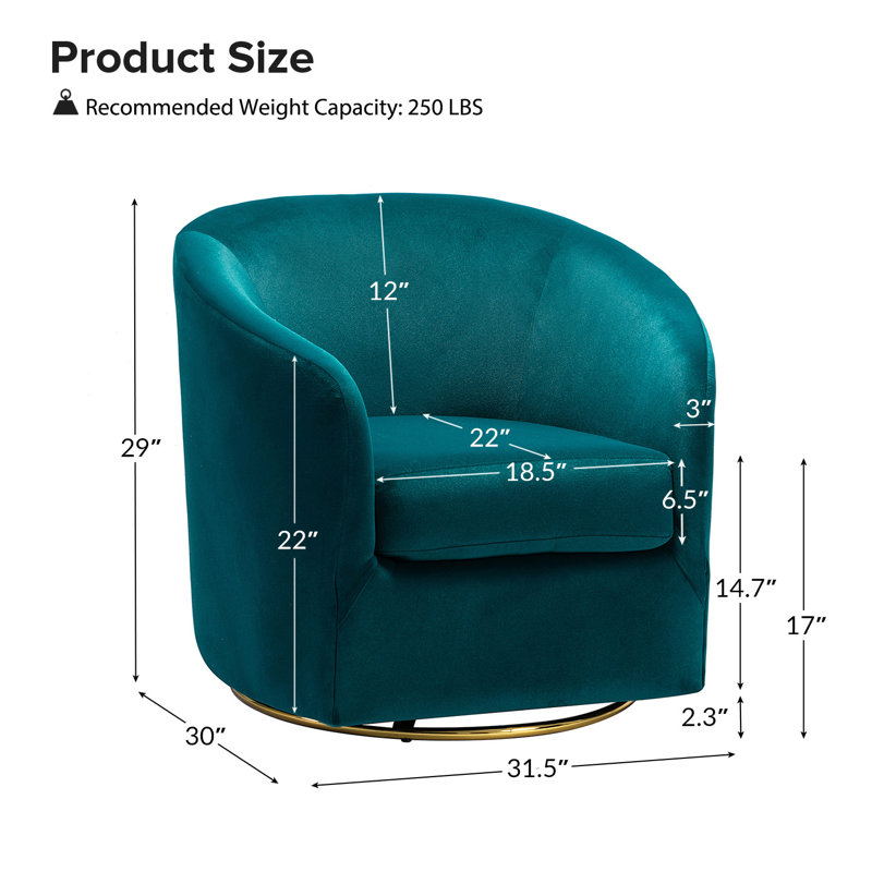 Fauteuil demi-tonneau en velours Holden, Sarcelle