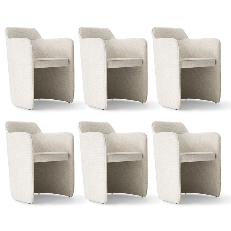 18.5" Seat Height Upholstered Dining Armchair, Beige