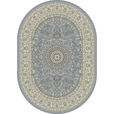Tapis bleu acier / crème Attell