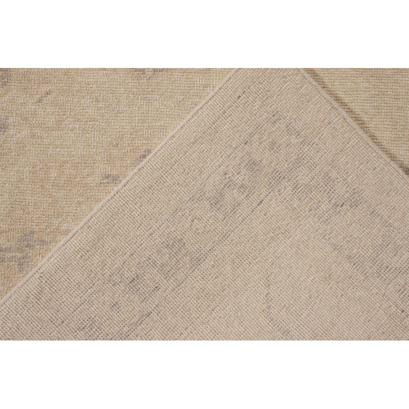 Distressed Homage Hand Knotted Wool Geometric Area Rug, Rectangle 5' x 7'