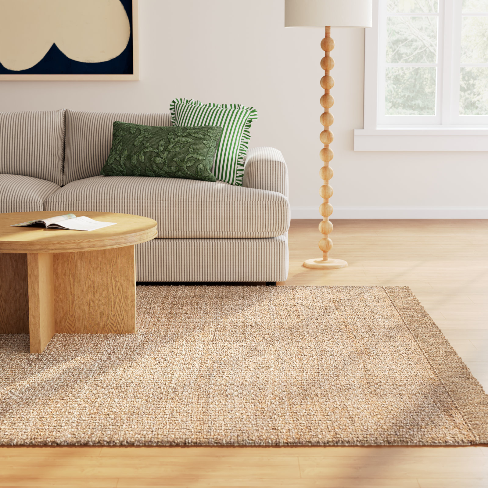 Parkerfield Natural Hand-Woven Jute Rug, Rectangle 6' x 9'
